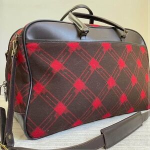 Hartmann Wool & Leather Plaid Weekender Duffle Bag